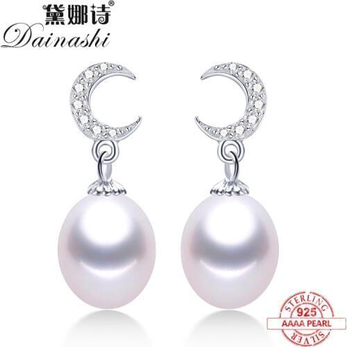 New 925 Sterling Silver Fashion Star Zircon Drop Earrings For Women Natural Freshwater Pearl Earrings Fine Jewelry Wedding Gift