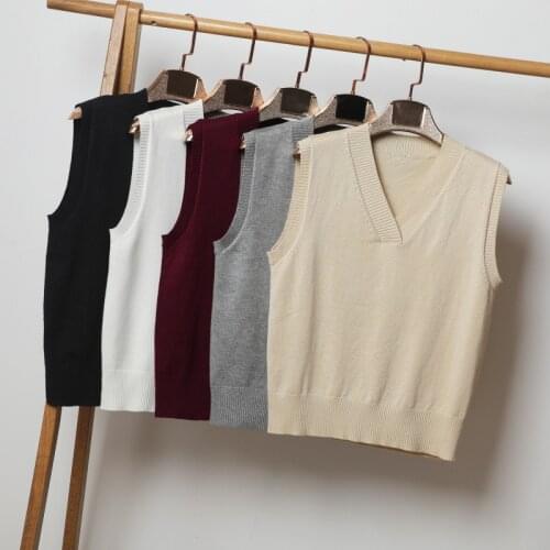 2021 Spring And Autumn Winter Sweater Womens V-neck Sleeveless Sweater Womens Pullover Sleeveless Waistcoat Loose Vest