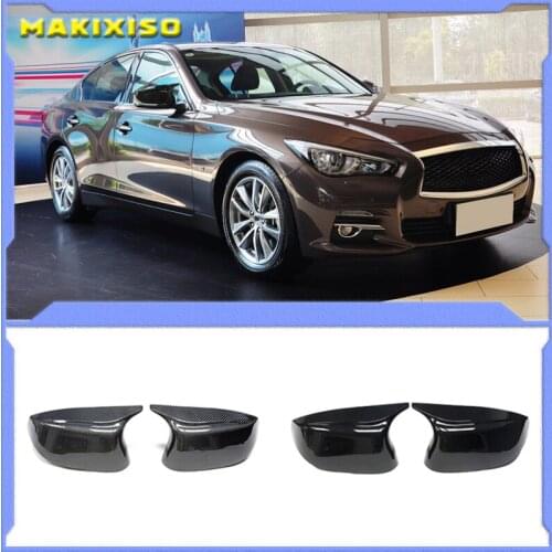 1 Pair Glossy Bright Black Mirror Covers Left Right Side Rearview Mirror Cap Shell For Infiniti Q50 Q60 SQ50 XQ30 2014-2020