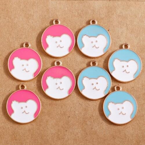 10pcs/lot 19*22mm Enamel Cartoons Charms for Jewelry Making Cute Earring Pendant Bracelet Necklace Charms Keychain Accessories
