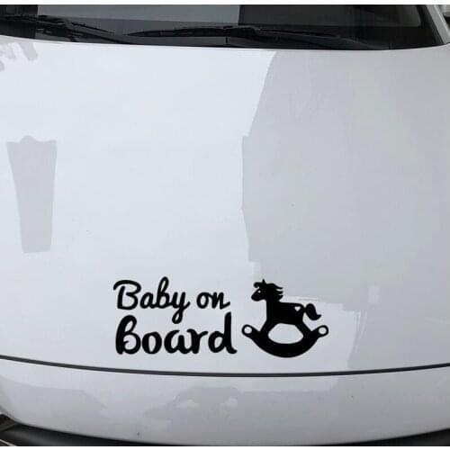 17.7X6.6CM Rocking Horse Baby On Board Warning Car Sticker Rear Windshield Decoration Bumper Vinyl Decal N1578