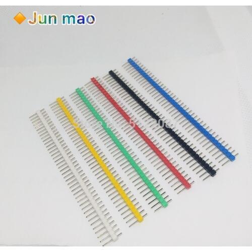 30pcs Pin Connector Male 2.54mm Pitch Pin Header Strip Single Row 40 pin Connector Kit for PCB board (6 Colors Each 5pcs)