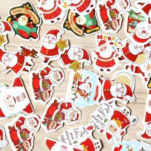 48Pcs/Pack Merry Christmas Decorative Sticker Santa Claus Shaped Envelope Seal Stickers For Scrapbook Diy Diary Album Decoration