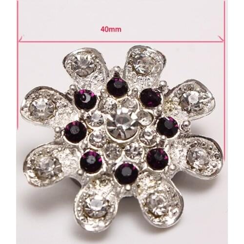 50PCS/LOT) Rhinestone Crystal Flower Buttons Wedding Upholstery Embellishment DIY Sewing Craft