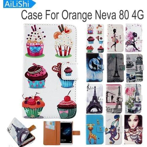AiLiShi Flip PU Leather Case For Orange Neva 80 4G Case Cute Cartoon Painted Protective Cover Skin In Stock