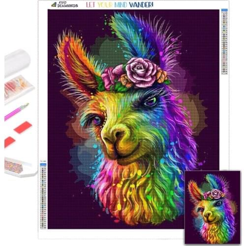 5D Diamond Embroidery Alpaca Cross Stitch Kit Diamond Painting Full Drill New Arrival Mosaic Animal Picture Needlework Wall Art