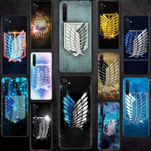 Attack On Titan Anime LOGO Case Oppo Realme 6 7 C21 C3 XT 8 7i 5 Pro A53 A52 A9 2020 A94 A74 5G Capa Black Shell Phone Coque