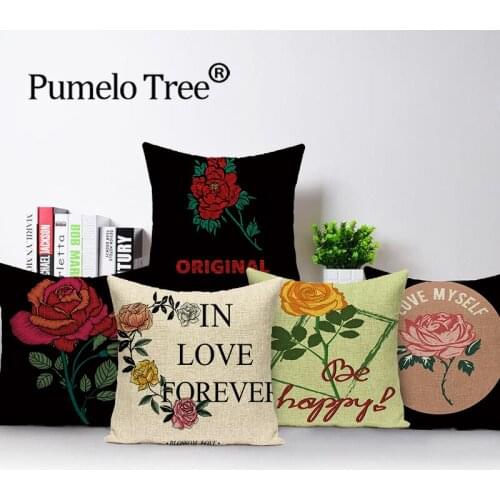 Flower Throw Pillow Case Plant Sofa Decor Cushions Case on The Pillow Linen Cushion Cover 45x45cm Decorative Pillows for Couch