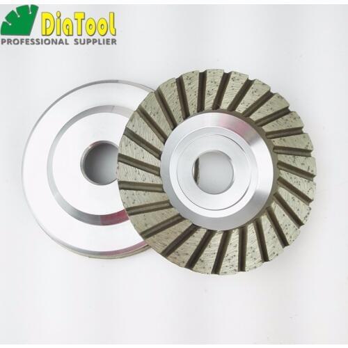 DIATOOL 2pcs 4"/100mm Diamond Turbo Row Grinding Cup Wheel, Aluminum Base Grit 30/40#, Bore 22.23mm Diamond Wheel Grinding Discs