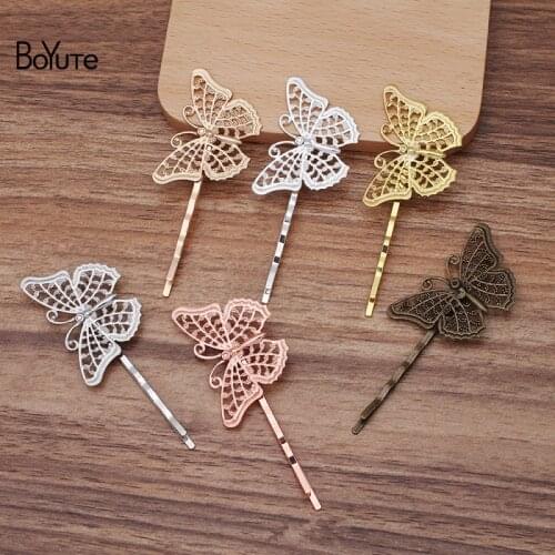 BoYuTe (20 Pieces/Lot) 25*41MM Filigree Butterfly Hairpins Antique Hair Accessories DIY Handmade Materials
