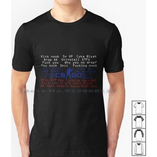 Cs Go Russian Sayings Flag T Shirt 100% Cotton Cs Go Counter Strike Golang Russia Flag Humour Creative Trending Vintage Cool