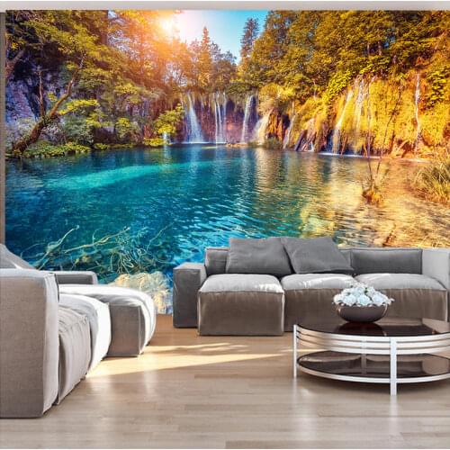 Waterfall Tapestry Hippie Forest Lake Mountain Wall Hanging Large Landscape Tapestries Cloth Ceiling Art Background Room Decor