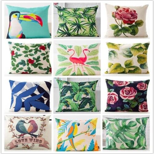 Tropical Plant Leaf Cactus Monstera Cushion Flamingo Bird Flower Floral Pillow Cove Decorative Home Decor Decoration Pillowcase