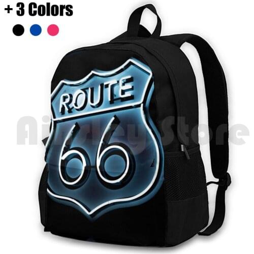 Classic Route 66 Design Outdoor Hiking Backpack Waterproof Camping Travel Route 66 Driving Road Trip Car Drive Truck Usa Texas