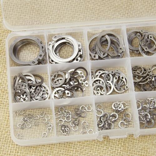 304 Stainless Steel Axle Jump Ring Set Bead Flange Spring Washer C Shape Snap Ring Outside Callipers 1packing