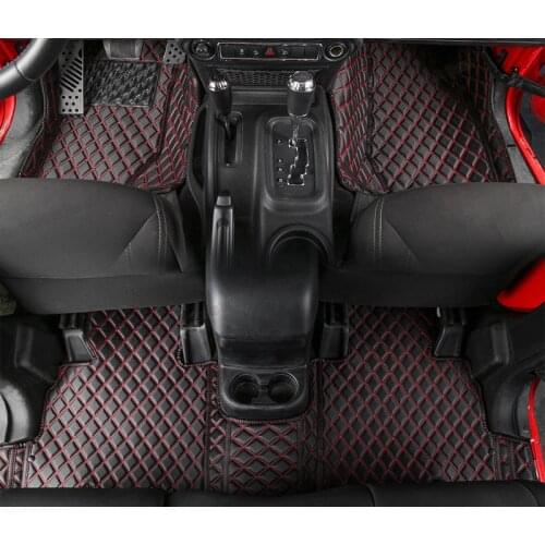 Lsrtw2017 leather car floor mats for jeep wrangler JK 2006 2007 2008 2009 2010 2011 2012 2013 2014 2015 2016 2017 accessories