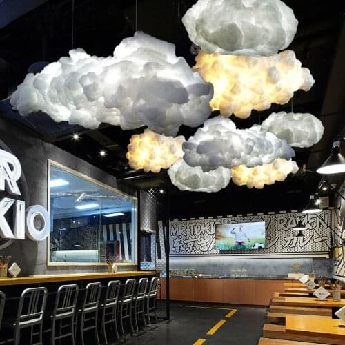 Creative White Cloud Pendant Lamp AC110V-220V Silk Cotton E27 LED Stairwell Pendant Lights For Coffee Shop Children Kids