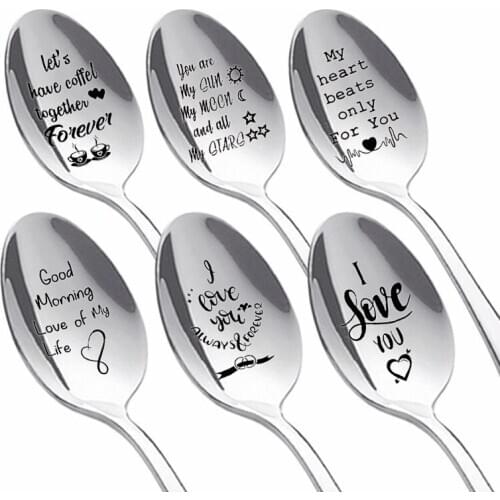 Stainless Steel Spoon Valentines Day Gift Eco Friendly Tableware Wedding Decoration Cutlery Dinnerware Kitchen Accessories