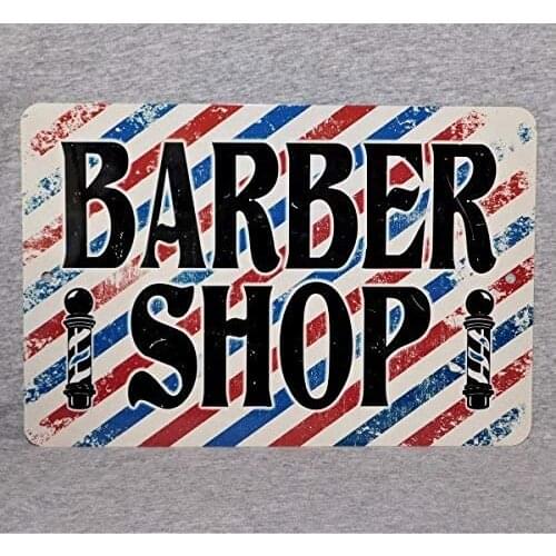 Metal Sign Barber Shop Barbershop Pole Hair Stylist Cut Chair Hairdresser Stripes Aluminum Garage Wall Plaque