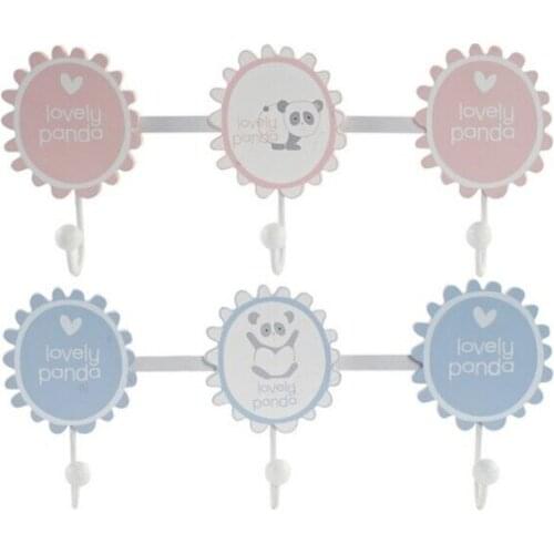 Wall mounted coat hanger DKD Home Decor Wood Metal Panda bear (40 x 4 x 16 cm) (2 pcs)