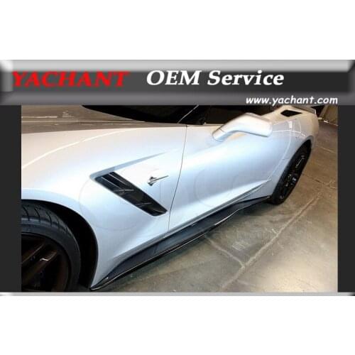 Car-Styling Portion Carbon Fiber Side Skirt Underboard 2Pcs Fit For 14-15 Corvette C7 AP Style Side Skirts Extension Underboard