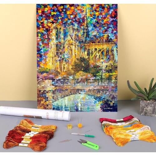 Notre Dame De Paris Printed Canvas 11CT Cross Stitch DIY Embroidery Full Kit DMC Threads Painting Hobby Sewing Craft Decor
