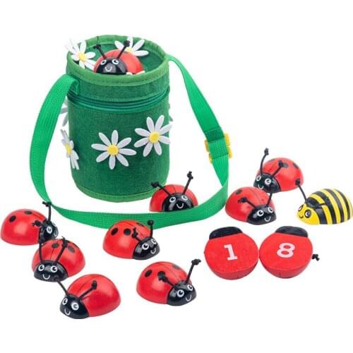 Beetle Montessori Educational Wooden Toys for Children Baby Counting Math Wood Insect Sensory Toys Kids Learning Numbers Toys