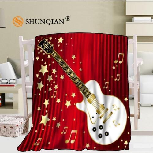 Custom Guitar Music Note Blanket Blending Fabric 56x80inch 50X60inch 40X50inch Sofa Bed Throw Blanket Kid Adult Warm Blanket
