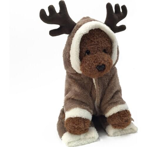 Dog Clothes Autumn Winter Soft Dog Cotton Vest For Small Medium Dog Teddy Cat Cosplay Christmas Elk Four Legged Suit Pet Supplie