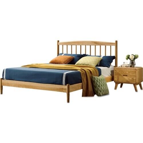 1212H207 Asho solid wood Original Nordic Modern Simple style with stable ranked skeleton large bed frame