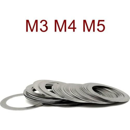 100PcsStainless steel Flat Washer High precision Ultrathin Adjusting gasket Ultra thin shim M3 M4 M5Thickness0.1 0.2 0.3 0.5 1mm
