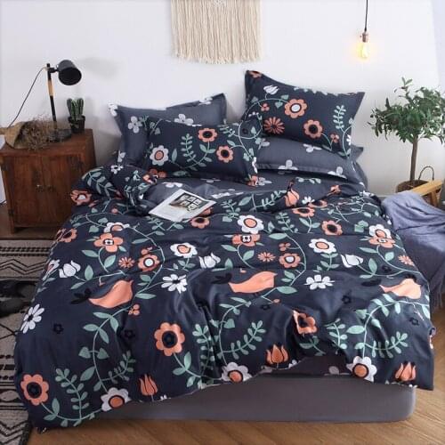 Bedclothes Flower Dobby Printed Pandas,unicorns,leaves Bedding Set Modern Style Fashion Duvet Cover Little Twin Stars Duvet Set
