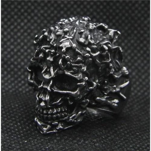 Drop Ship 7-13 Evil Skull Ring 316L Stainless Steel Mens Punk Body Skull Ring