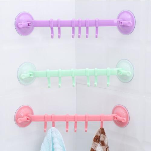 GQIYIBBEI Adjustable Plastic Lock Type Double Suction Cup Storage Shelf Towel Hook For Bathroom Kitchen Organizer