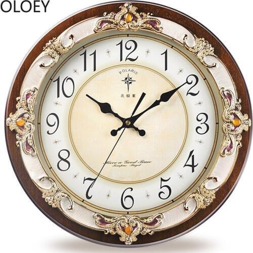 Luxury Large Wall Clock Vintage Living Room Wood Clocks European Silent Clock Wall Clock Modern Design Farmhouse Decor Wooden