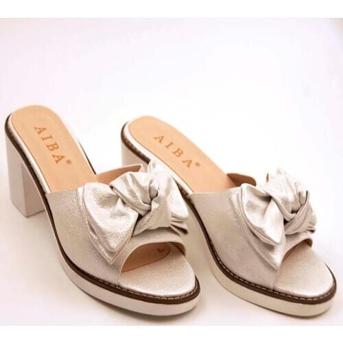 AIBA 2020 New Womens high heels summer shoes womens sandals open toe simple Bow-knot lightweight comfortable slipper heels 5cm