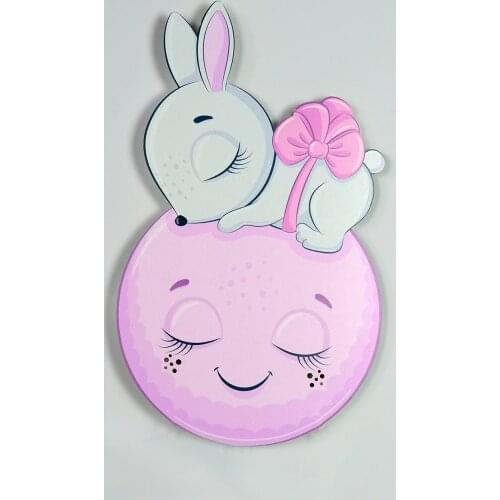 Sleeping Rabbit Moon Wooden Design Lighting Decorative Modern Bedroom Wall Lamps Led Light Night Light 2021 Model 030