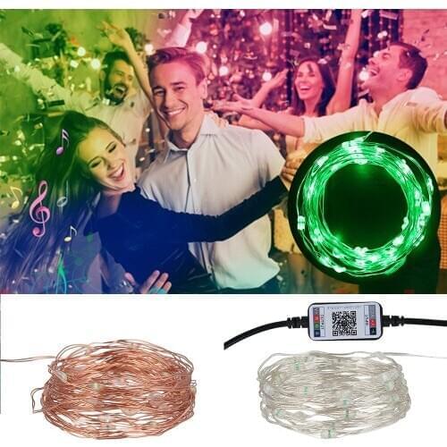 LED String Lights 5M USB Waterproof Copper with Bluetooth Wire Garland Music Fairy Lights For Christmas Decoration Party