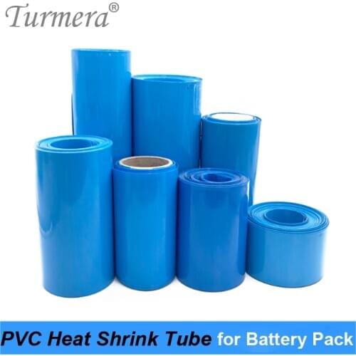 Turmera 30mm to 210mm Battery Wrap Blue Heat Shrinkable Tube PVC Shrink Tube for 18650 21700 32700 Li-ion Battery Diy Customize