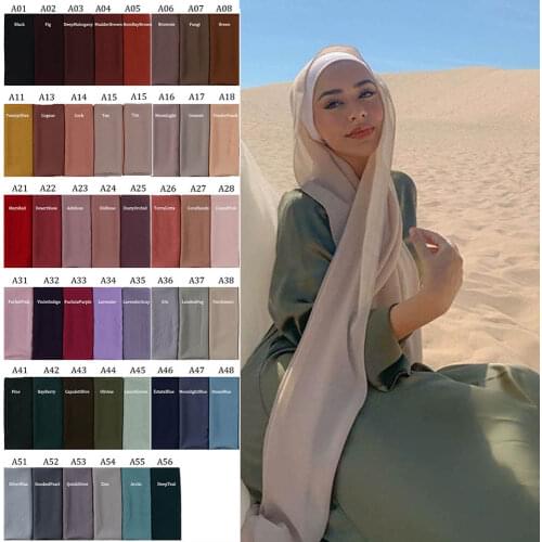 Good stitching stitch plain high quality premium heavy Chiffon hijab scarf Malaysian Womens scarves hijabs long shawl shawls