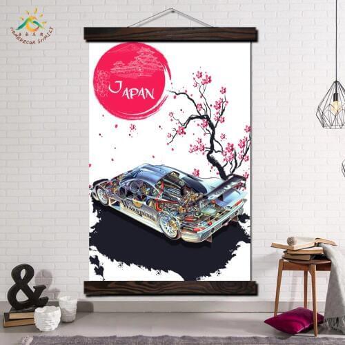 Japan Racing Interior Engine Modern Canvas Art Prints Poster Wall Painting Scroll Painting Artwork Wall Art Pictures Home Decor