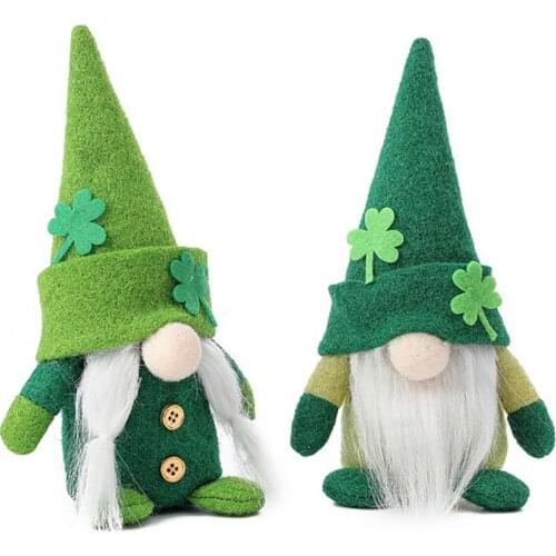 1pc St. Patricks Day Green Hat Gnome Doll Festiva Day Leprechaun Shamrock Handmade Swedish Plush Toys Doll Household Ornaments