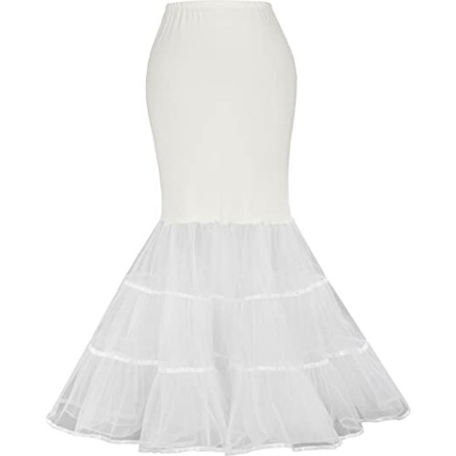 Simple Design Womens Mermaid Fishtail Crinoline Petticoat Floor Length Wedding Underskirt