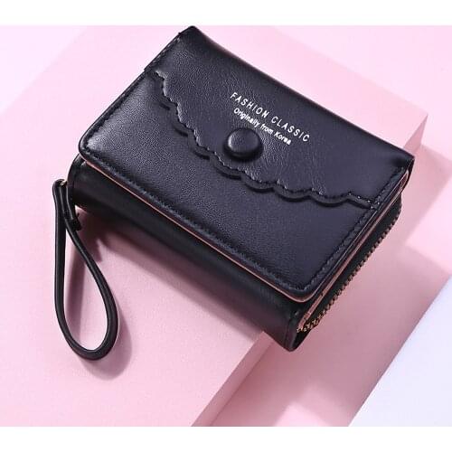 Wallet Women Cute Pocket Short Female Purse Simple Student Leather Card Holder Coin Money Bag Lady Tri-fold Hasp Fashion