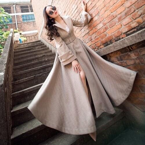 Winter Dress Women Trench Coat Womens Raincoat Windbreaker Female Sweet Coat Dress Manteau Femme Hiver Plus Size Women Clothes