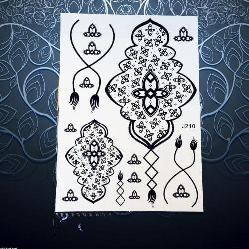 1PC Fashion Henna Tattoo Sticker Skin Body Art Jewelry Flash Tatto PBJ210 Waterproof Black Ink Airbrush Temporary Tattoo Sticker