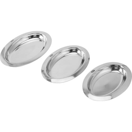 3PCS Glossy Tray Oval Metal Tray Breakfast Plate Stainless Steel Meal Tray Bread Plate Cake Baking Trays Serving Trays