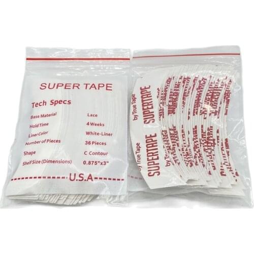 36 pieces C shape White SUPERTAPE tape lace front tape for wig adhesive toupee tape 4 weeks lasting 7.6 * 2.2cm