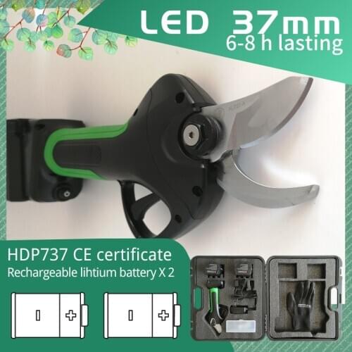 37mm cordless Lithium Rechargeable battery Garden fruit tree electric pruning shears, lithium battery coarse branch shears