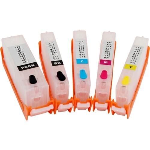 470 471 5pcs PGI-470 CLI-471 For Canon Refillable Ink Cartridge With permanent ARC chips For Canon MG6840 MG5740 printer